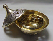 Brass Champhor Incense Burner Embossed With Net