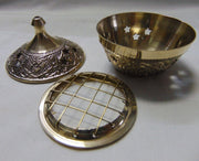 Brass Champhor Incense Burner Embossed With Net