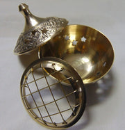 Brass Champhor Incense Burner Embossed With Net