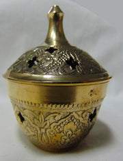 Brass Champhor Incense Burner Embossed With Net