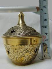 Brass Champhor Incense Burner Embossed With Net