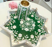 Bone Inlay Tray Box Candle Holder set