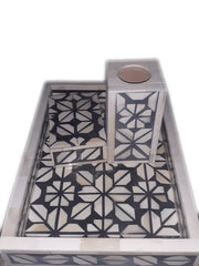 Bone Inlay Tray Box Candle Holder set