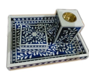 Bone Inlay Tray Box Candle Holder set