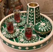 Bone Inlay Tray Box Candle Holder set