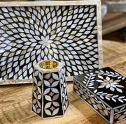 Bone Inlay Tray Box Candle Holder set