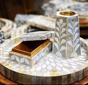 Bone Inlay Tray Box Candle Holder set