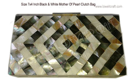 GEOMETRICAL DESIGN PEARL MOP  CLUTCH BOX PURSE BAGS