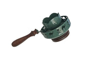 Laser cut metal Charcoal Incense Burner with Wooden Handle & Base