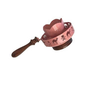 Laser cut metal Charcoal Incense Burner with Wooden Handle & Base