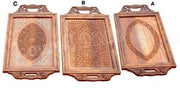 3 FLAT  WOODEN CARVED SERVING