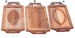 3 FLAT  WOODEN CARVED SERVING