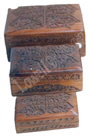 WOODEN  CARVED JEWELRY BOX