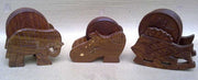 WOODEN COASTER SET ROUND WITH ANIMAL & FISH SHAPE STAND