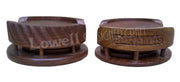 HAND CARVED WOODEN COASTER SET WITH BRASS WORK