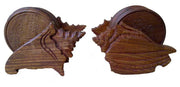 WOODEN COASTER SET ROUND WITH ANIMAL & FISH SHAPE STAND