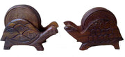 WOODEN COASTER SET ROUND WITH ANIMAL & FISH SHAPE STAND