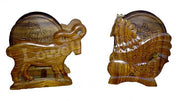 WOODEN COASTER SET ROUND WITH ANIMAL & FISH SHAPE STAND