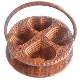 HANDMADE WOOD FRUITS & NUTS TRAY – 4/5 COMPARTMENTS