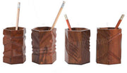WOODEN PEN STAND WITH CUTTER WORK