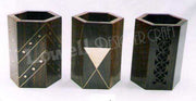 ANTIQUE WOODEN PEN STAND WITH CUTTER WORK