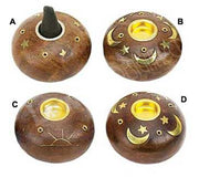 WOOD CONE & STICK HOLDER IN ROUND SHAPE