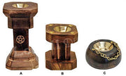WOODEN & BRASS CHARCOAL INCENSE CONE BURNER HOLDER WARMER