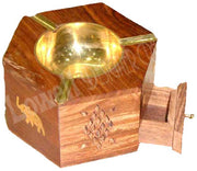 WOODEN ASHTRAY HOUSE CAR GIFT HOLDER