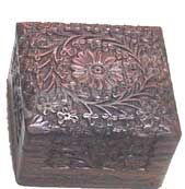 WOODEN SQUARE  CARVED BOX