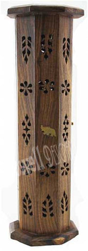 OCTOGONAL SHAPE TOWER WOODEN INCENSE HOLDER BOX