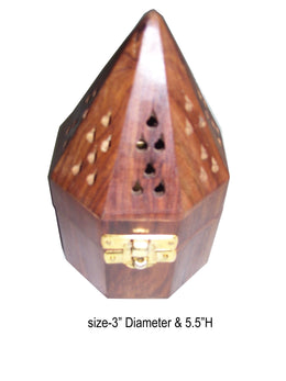 Wooden Pyramid Shape Loban charcoal Burner Octogonal