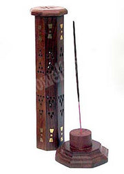 OCTOGONAL SHAPE TOWER WOODEN INCENSE HOLDER BOX