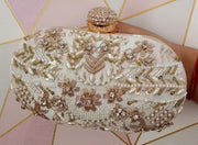 Embroidered Yellow Velvet Frame Box Clutch