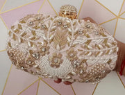 Embroidered Yellow Velvet Frame Box Clutch