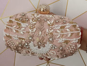 Embroidered Yellow Velvet Frame Box Clutch