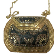 HANDMADE VINTAGE ETHNIC METAL CLUTCH CUM SLING BAG
