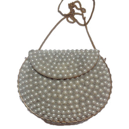 PEARL DECORATION METAL CLUTCH BAG,