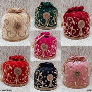 Multi color Floral Embroidery Drawstring Gift Bag