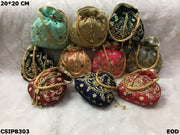 Multi color Floral Embroidery Drawstring Gift Bag