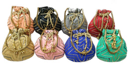 Bead Work Round Drawstring Pouch