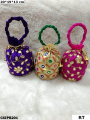 Drawstring silk Potli Bags Ethnic Designer Potli Purse