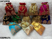 Ethnic Designer Embroidered Silk Potli Bag