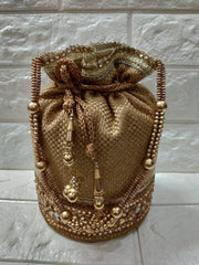 Ethnic Designer Embroidered Silk Potli Bag