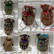 Ethnic Designer Embroidered Silk Potli Bag