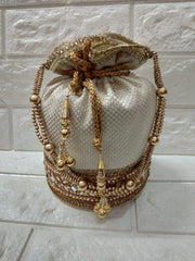 Ethnic Designer Embroidered Silk Potli Bag