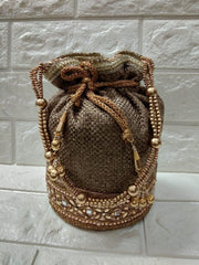 Ethnic Designer Embroidered Silk Potli Bag