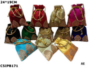 Ethnic Designer Embroidered Silk Potli Bag