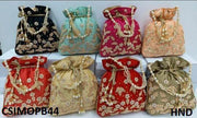 Ethnic Designer Embroidered Silk Potli Bag