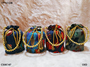 Ethnic Designer Embroidered Silk Potli Bag
