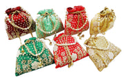 Ethnic Designer Embroidered Silk Potli Bag